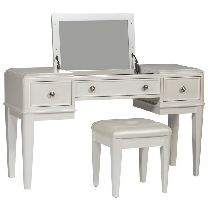 Liberty Furniture Stardust Vanity Stool in Iridescent White