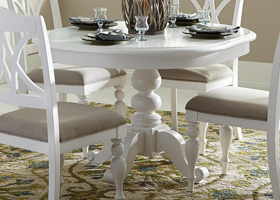 Liberty Furniture Summer House Round Pedestal Table in Oyster White 607-4254