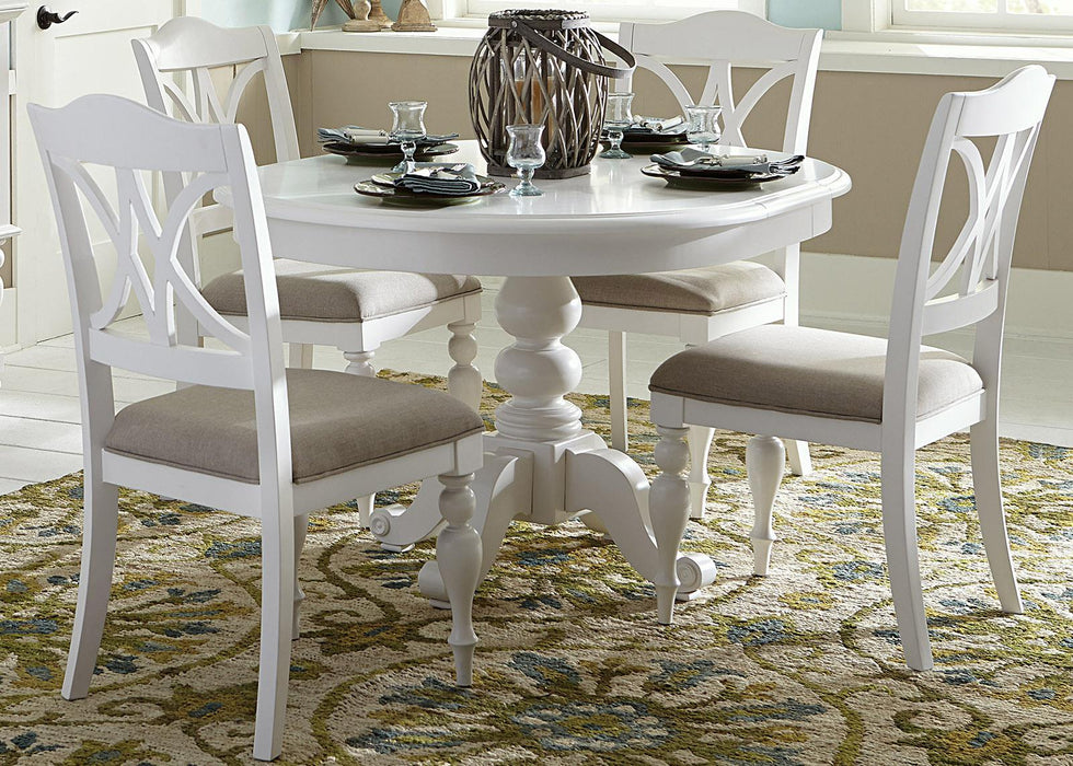 Liberty Furniture Summer House Round Pedestal Table in Oyster White 607-4254 - Furniture Max (Falls Church,VA) *