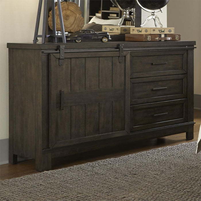 Liberty Furniture Thornwood Hills Barn Door Dresser in Rock Beaten Gray - Furniture Max (Falls Church,VA) *