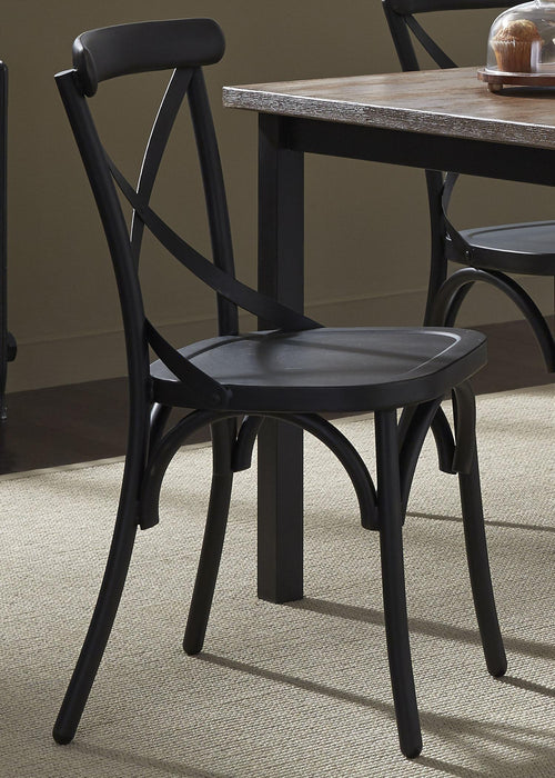Liberty Furniture Vintage Dining Series X-Back Dining Side Chair in Black (Set of 2)
