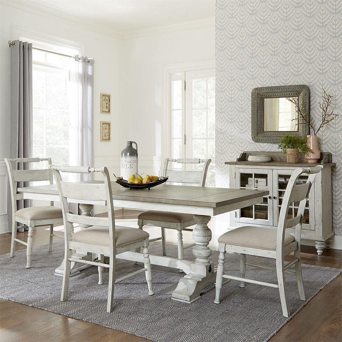 Liberty Furniture Whitney Trestle Table in Weathered Gray