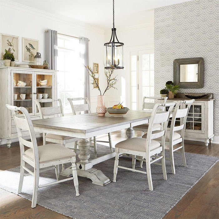 Liberty Furniture Whitney Trestle Table in Weathered Gray