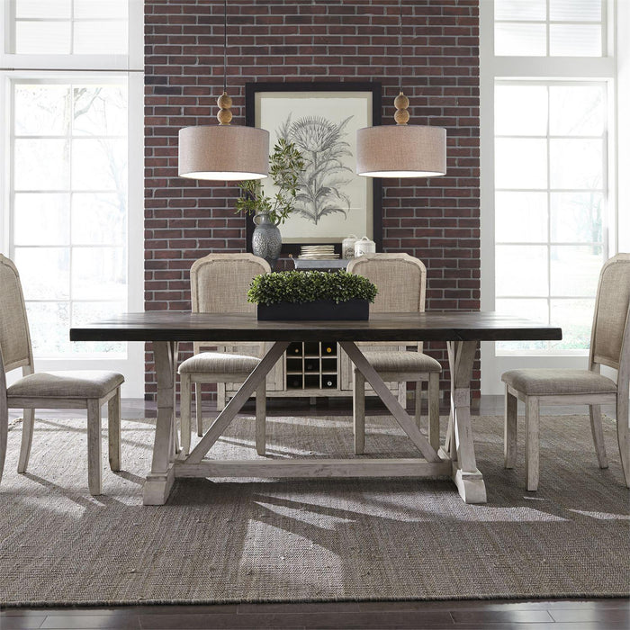 Liberty Furniture Willowrun Trestle Dining Table in Rustic White - Furniture Max (Falls Church,VA) *
