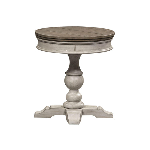 Liberty Heartland Round Pedestal Chair Side Table in Antique White - Furniture Max (Falls Church,VA) *