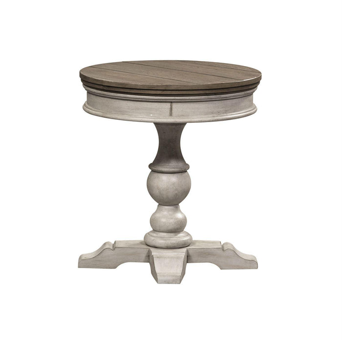 Liberty Heartland Round Pedestal Chair Side Table in Antique White - Furniture Max (Falls Church,VA) *