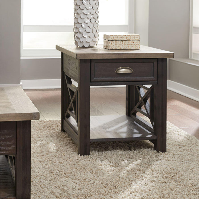 Liberty Heatherbrook Drawer End Table in Charcoal and Ash - Furniture Max (Falls Church,VA) *
