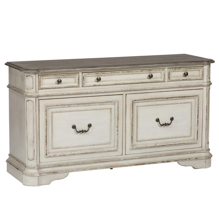 Liberty Magnolia Manor Credenza with Hutch in Antique White - Furniture Max (Falls Church,VA) *