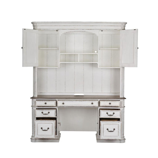 Liberty Magnolia Manor Credenza with Hutch in Antique White - Furniture Max (Falls Church,VA) *