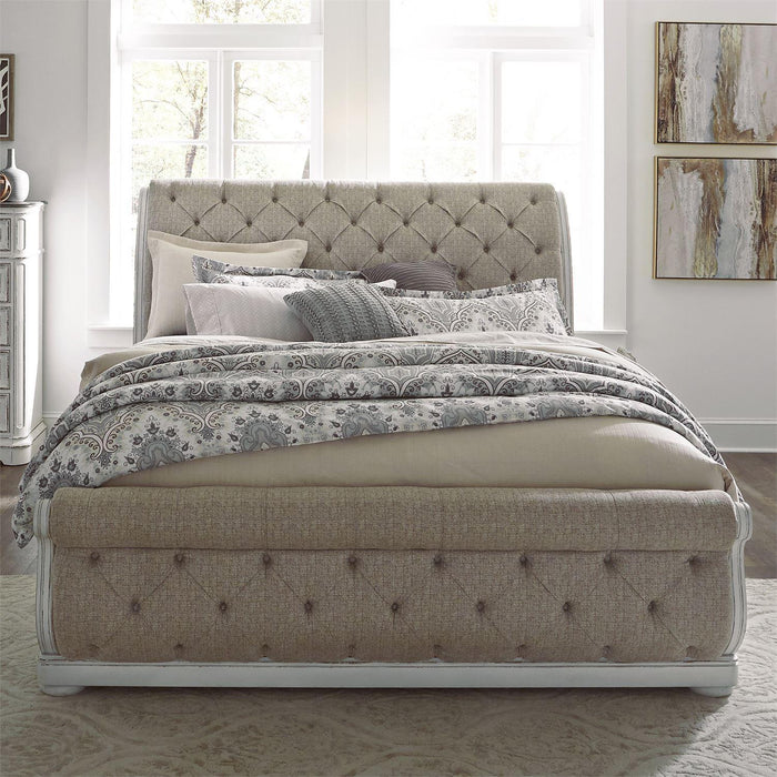 Liberty Magnolia Manor Queen Upholstered Sleigh Bed in Antique White
