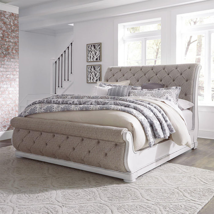 Liberty Magnolia Manor Queen Upholstered Sleigh Bed in Antique White