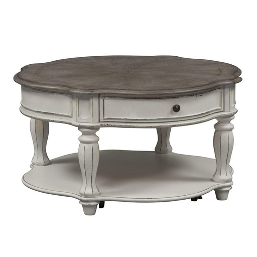 Liberty Magnolia Manor Round Cocktail Table in Antique White - Furniture Max (Falls Church,VA) *