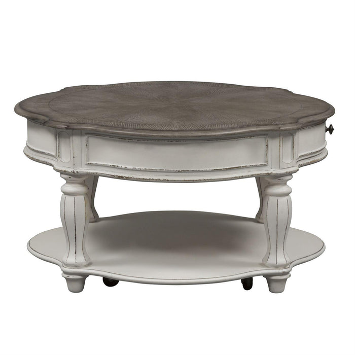Liberty Magnolia Manor Round Cocktail Table in Antique White