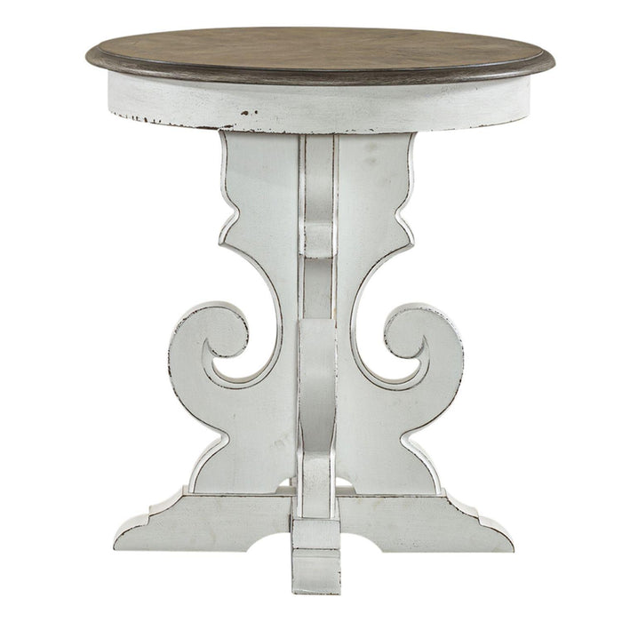 Liberty Magnolia Manor Round End Table in Antique White