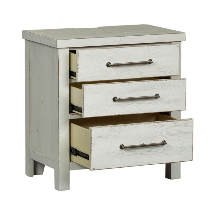 Liberty Modern Farmhouse 3 Drawer Nightstand in White