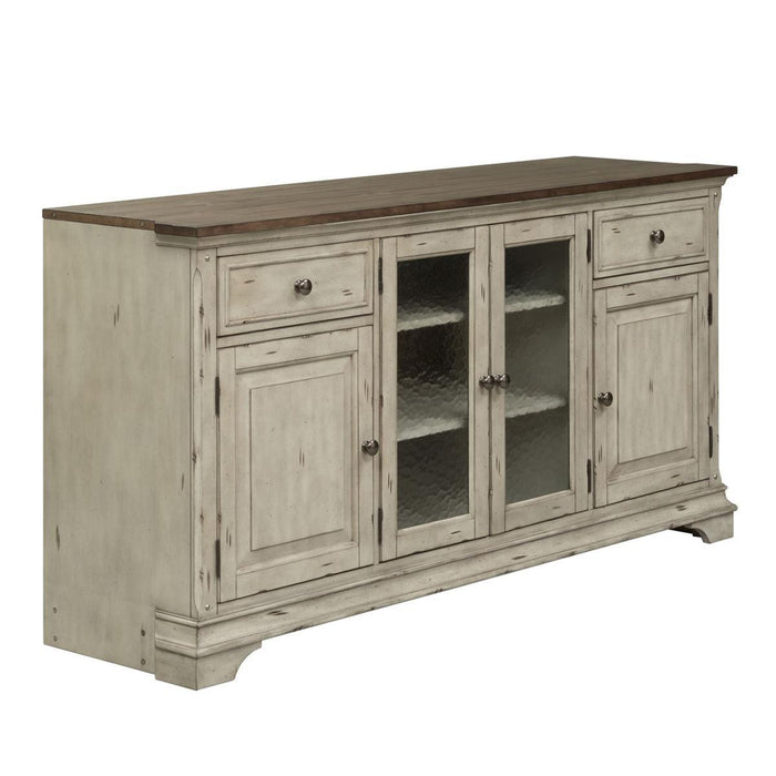 Liberty Morgan Creek Entertainment TV Stand in Antique White Finish with Wire Brushed Tobacco Accents - Furniture Max (Falls Church,VA) *