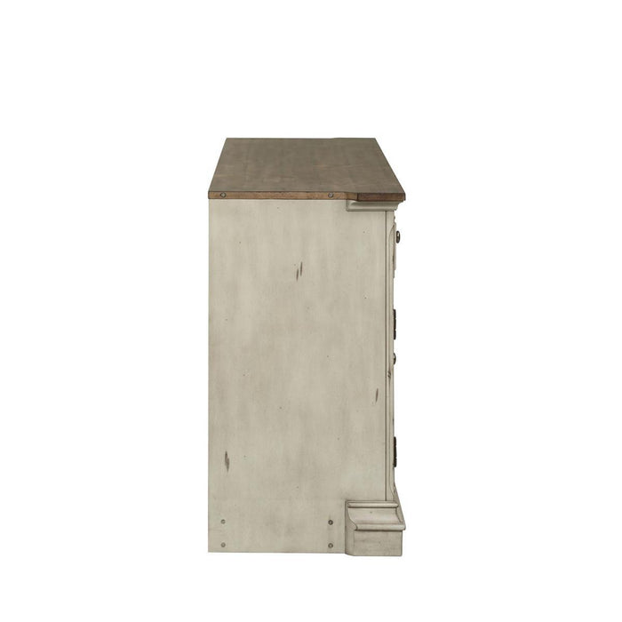 Liberty Morgan Creek Entertainment TV Stand in Antique White Finish with Wire Brushed Tobacco Accents - Furniture Max (Falls Church,VA) *