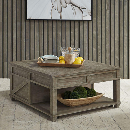 Liberty Parkland Falls Square Lift Top Cocktail Table in Weathered Taupe - Furniture Max (Falls Church,VA) *