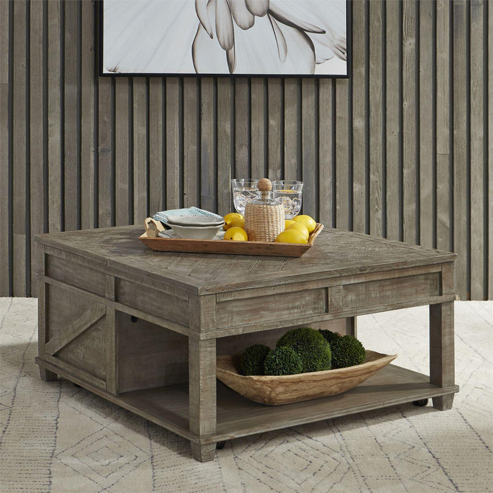 Liberty Parkland Falls Square Lift Top Cocktail Table in Weathered Taupe - Furniture Max (Falls Church,VA) *