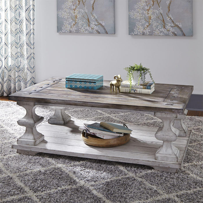 Liberty Sedona Cocktail Table in Heavy Distressed White - Furniture Max (Falls Church,VA) *