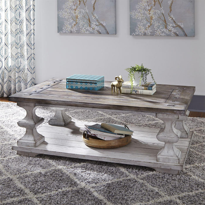 Liberty Sedona Cocktail Table in Heavy Distressed White