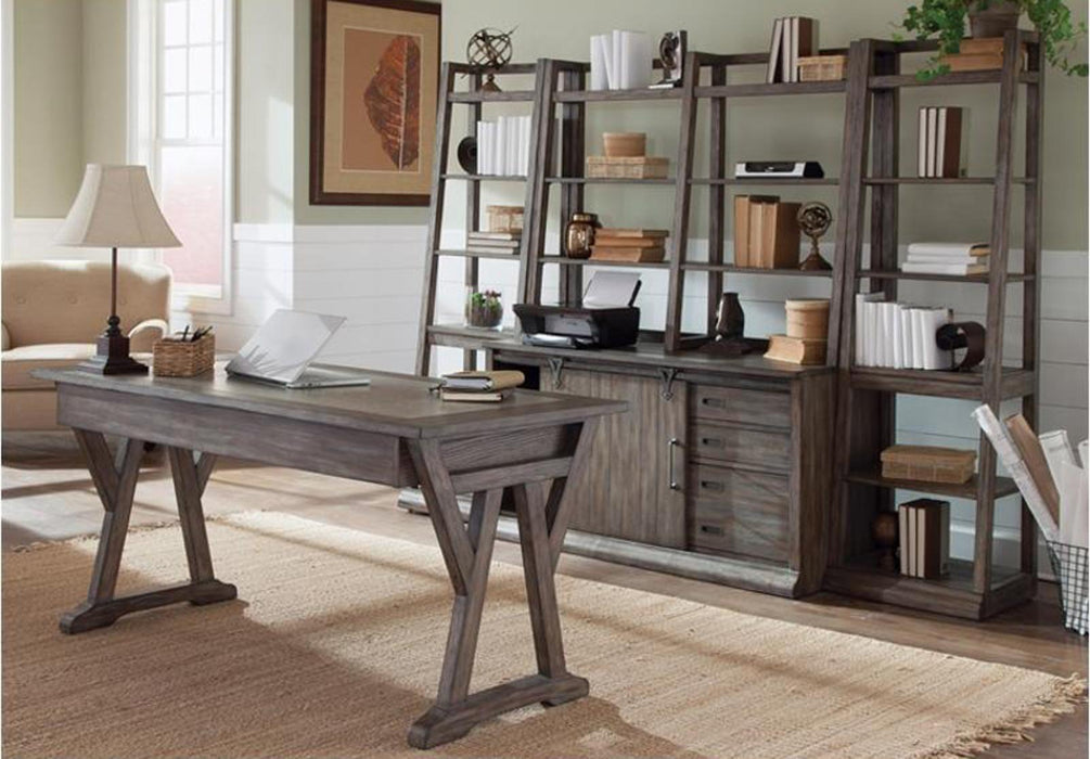 Liberty Stone Brook Computer Credenza with Hutch in Rustic Saddle