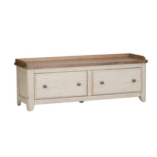 Liberty Farmhouse Reimagined Storage Hall Bench in Antique White - Furniture Max (Falls Church,VA) *
