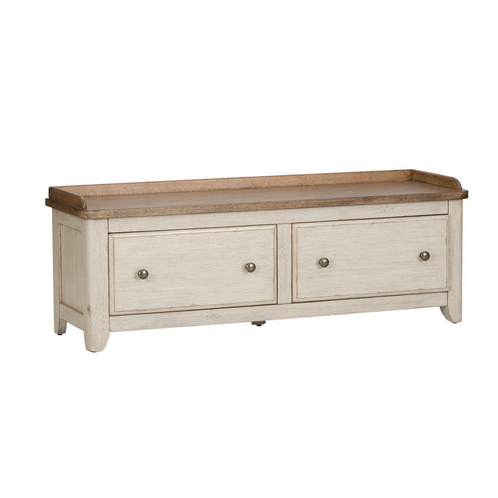 Liberty Farmhouse Reimagined Storage Hall Bench in Antique White