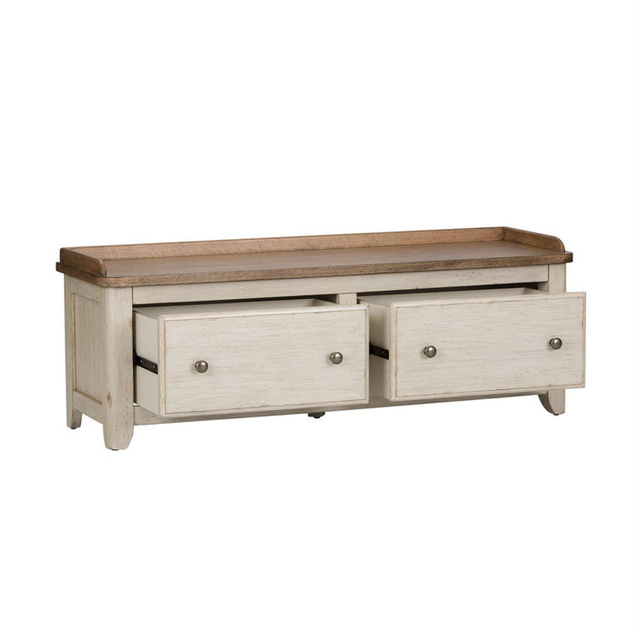 Liberty Farmhouse Reimagined Storage Hall Bench in Antique White