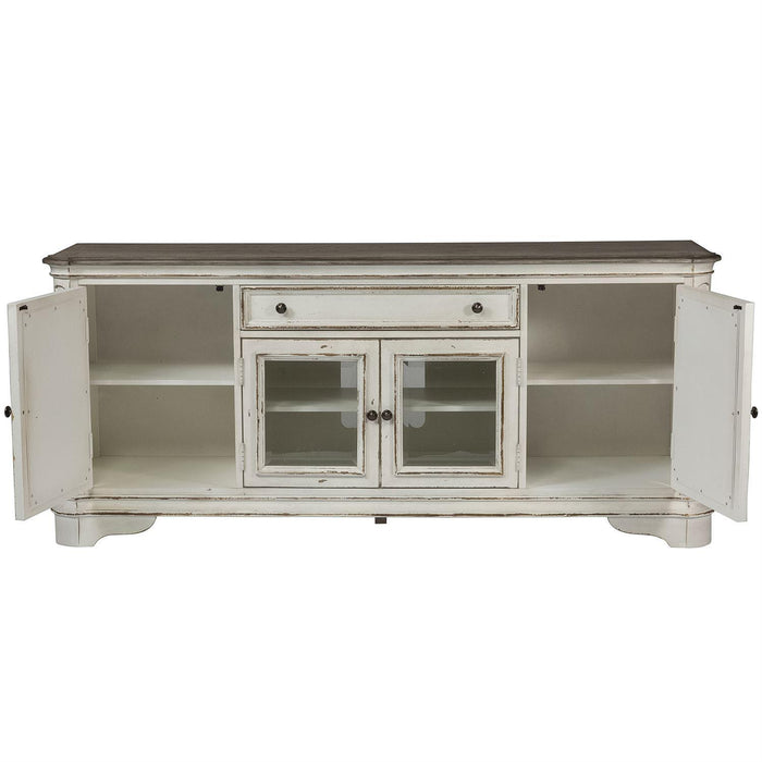 Liberty Magnolia Manor Entertainment TV Stand w/Hutch in Antique White