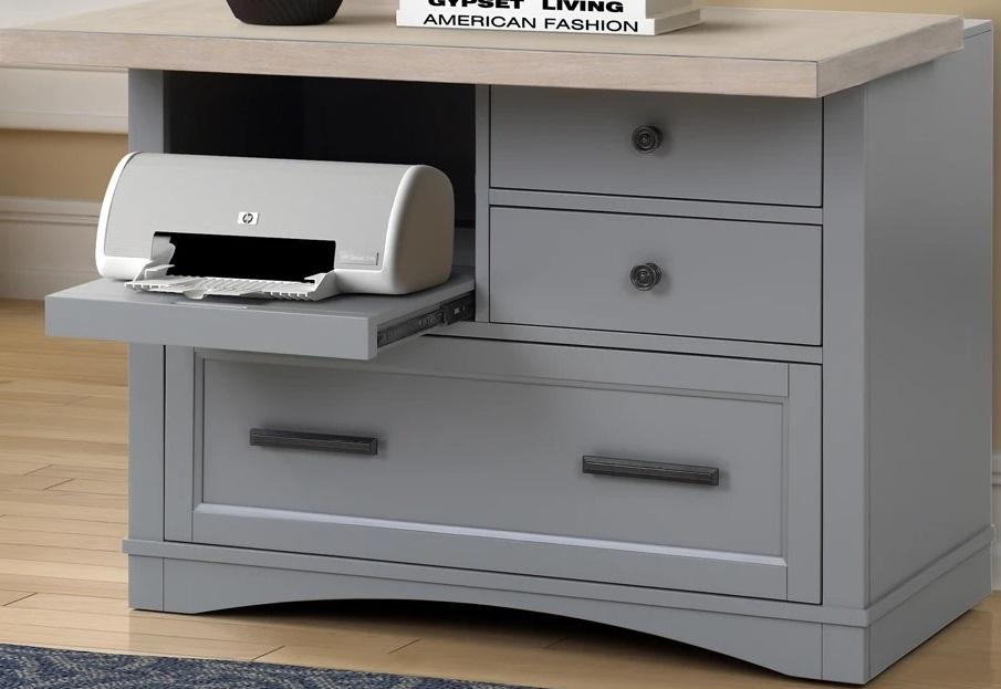 Parker House Americana Modern Functional File with Power Center in Dove - Furniture Max (Falls Church,VA) *