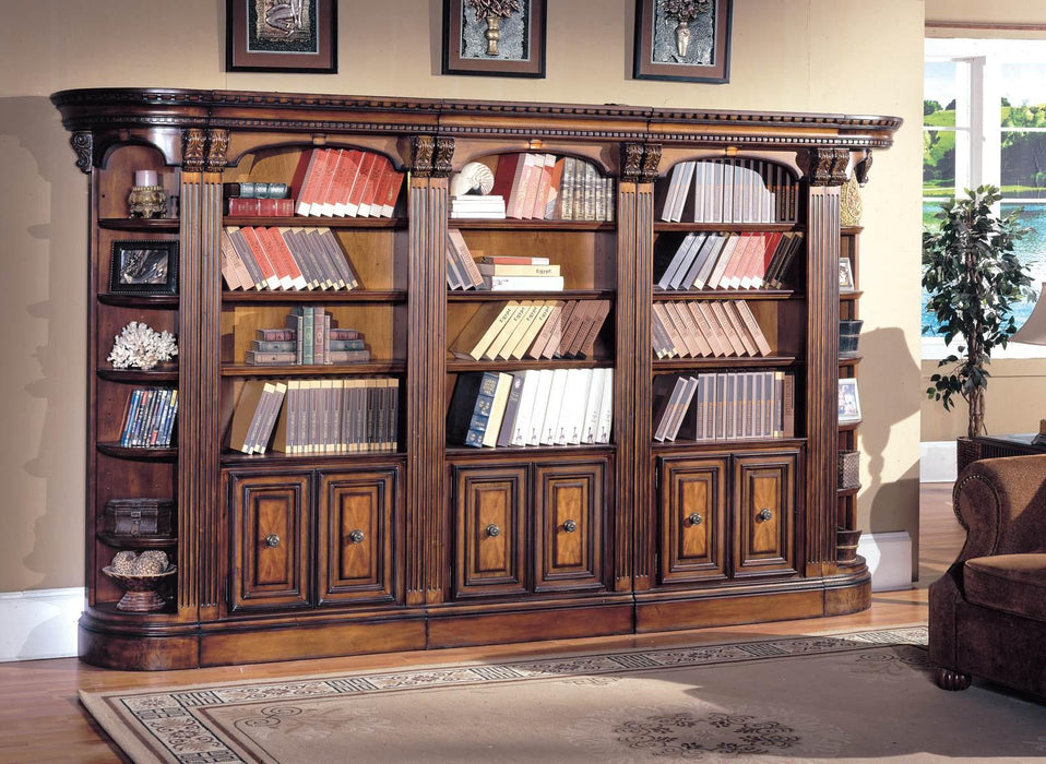 Parker House Huntington 5 Piece Library Bookcase Wall in Vintage Pecan