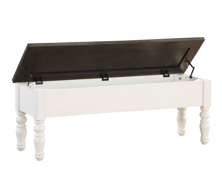 Steve Silver Joanna Storage Bench in Two-tone Ivory and Mocha