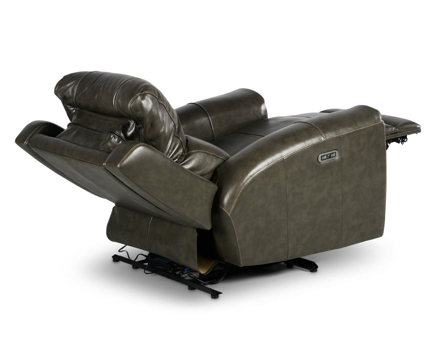 Steve Silver Laurel Leather Dual Power Recliner in Grey - Furniture Max (Falls Church,VA) *