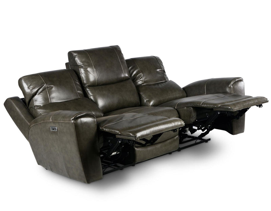 Steve Silver Laurel Leather Dual Power Reclining Sofa in Grey - Furniture Max (Falls Church,VA) *
