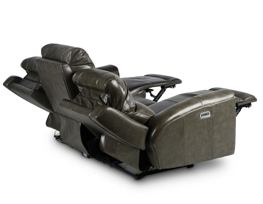 Steve Silver Laurel Leather Dual Power Reclining Sofa in Grey - Furniture Max (Falls Church,VA) *