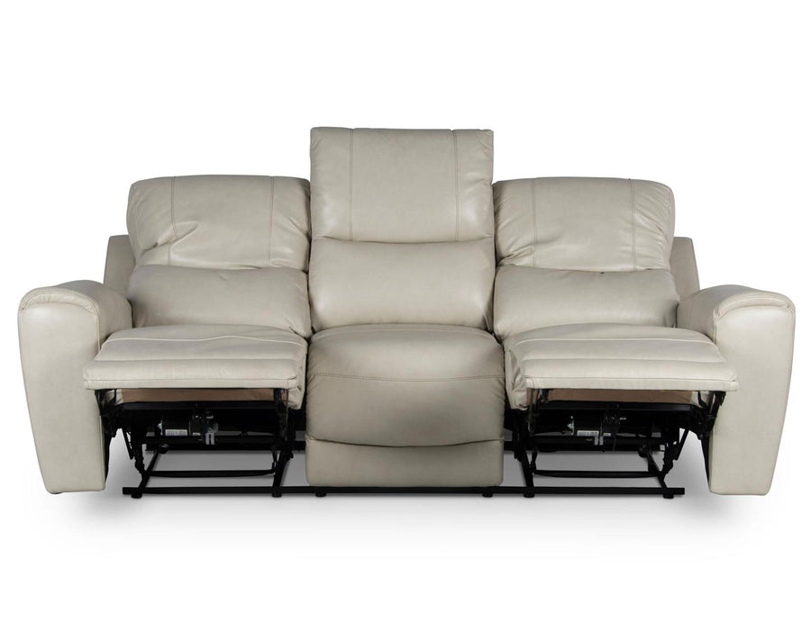 Steve Silver Laurel Leather Dual Power Reclining Sofa in Ivory