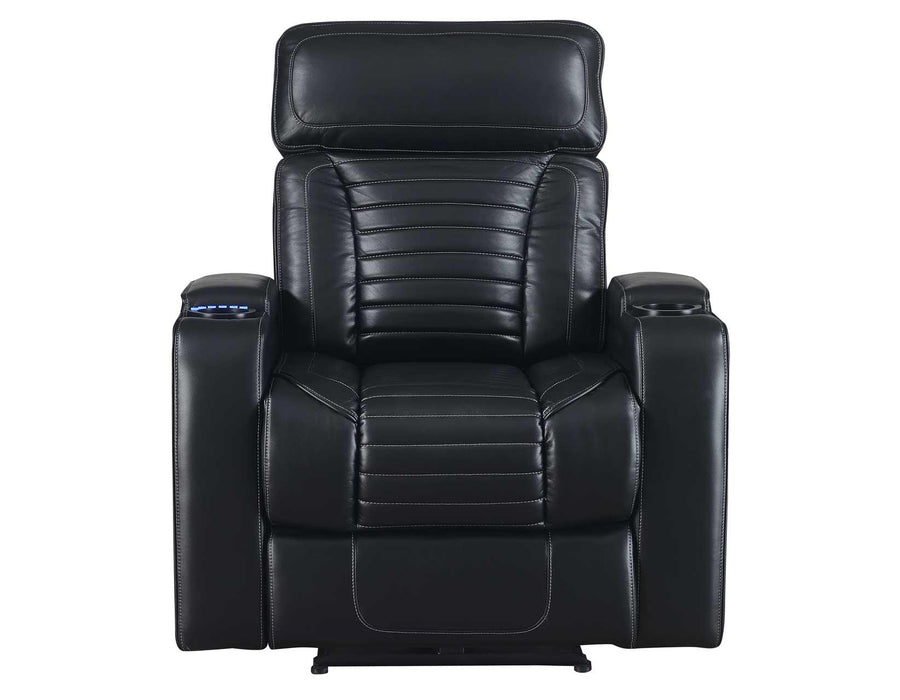 Steve Silver Lavon Dual Power Leatherette Recliner in Midnight