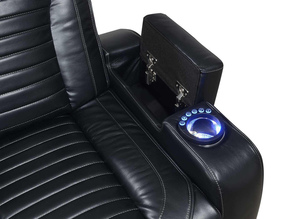 Steve Silver Lavon Dual Power Leatherette Recliner in Midnight