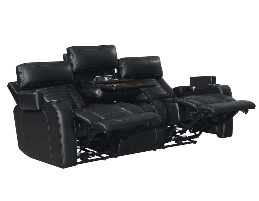 Steve Silver Lavon Dual Power Leatherette Reclining Sofa in Midnight