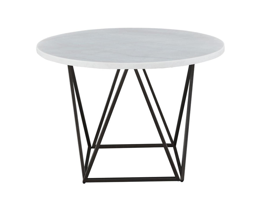 Steve Silver Ramona White Marble Top Round Dining Table in Deep Bronze