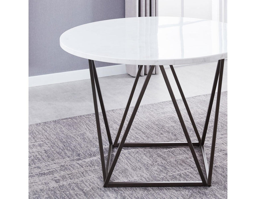 Steve Silver Ramona White Marble Top Round Dining Table in Deep Bronze - Furniture Max (Falls Church,VA) *