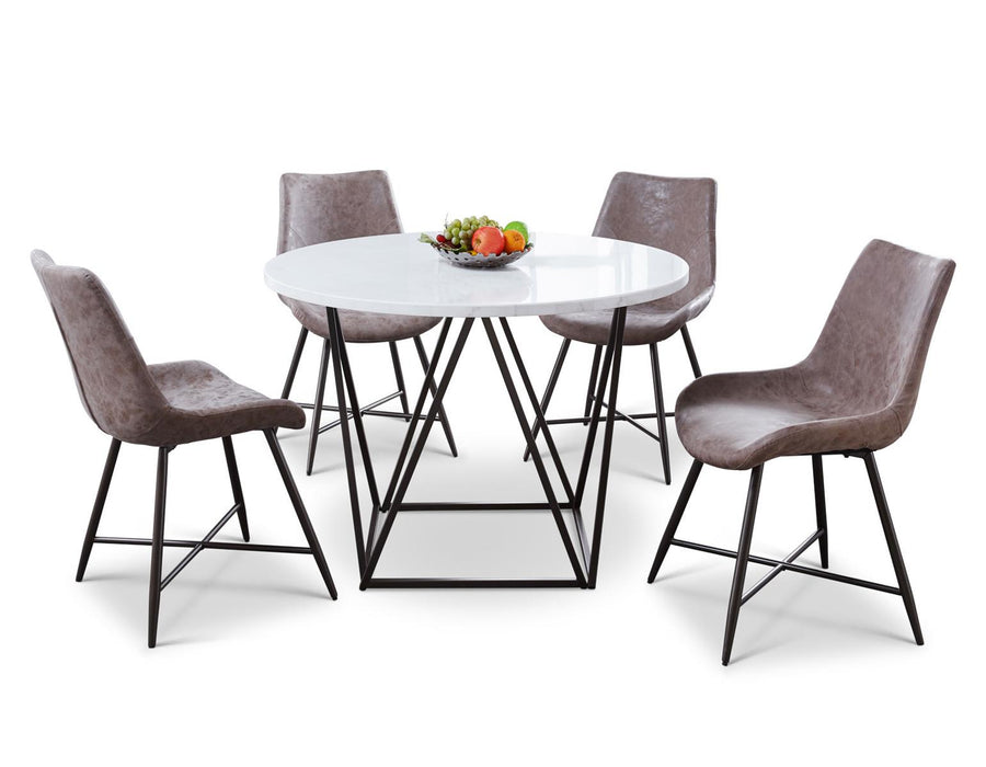 Steve Silver Ramona White Marble Top Round Dining Table in Deep Bronze - Furniture Max (Falls Church,VA) *