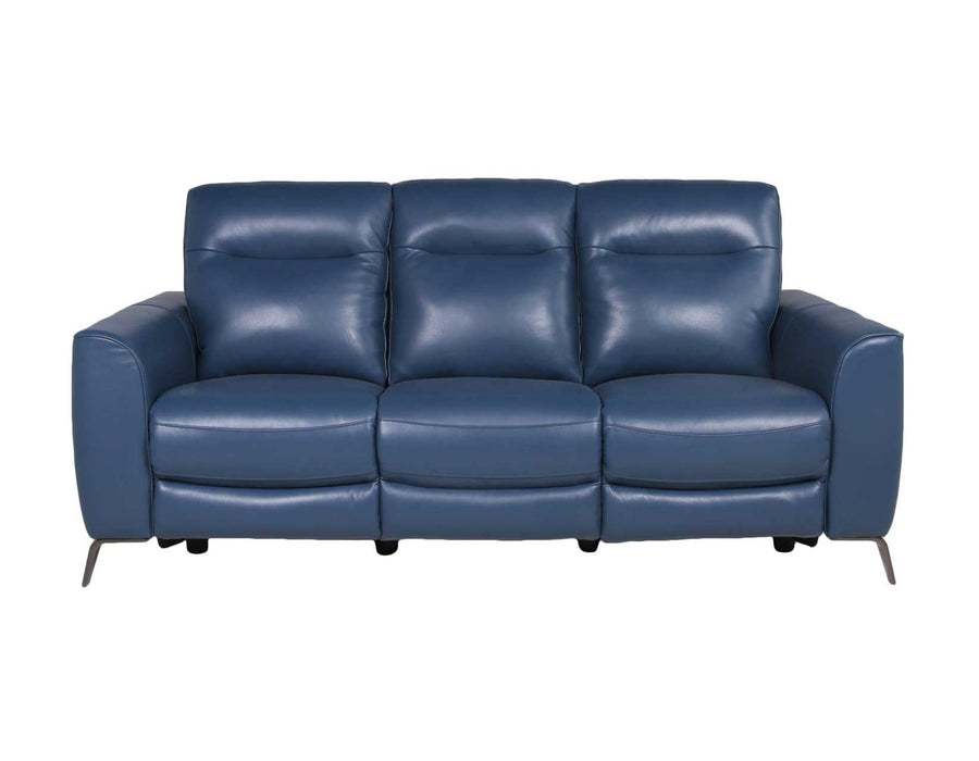 Steve Silver Sansa Leather Dual Power Reclining Sofa in Ocean Blue - Furniture Max (Falls Church,VA) *