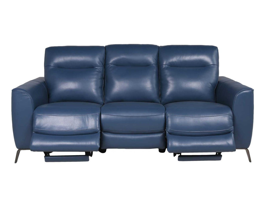 Steve Silver Sansa Leather Dual Power Reclining Sofa in Ocean Blue - Furniture Max (Falls Church,VA) *