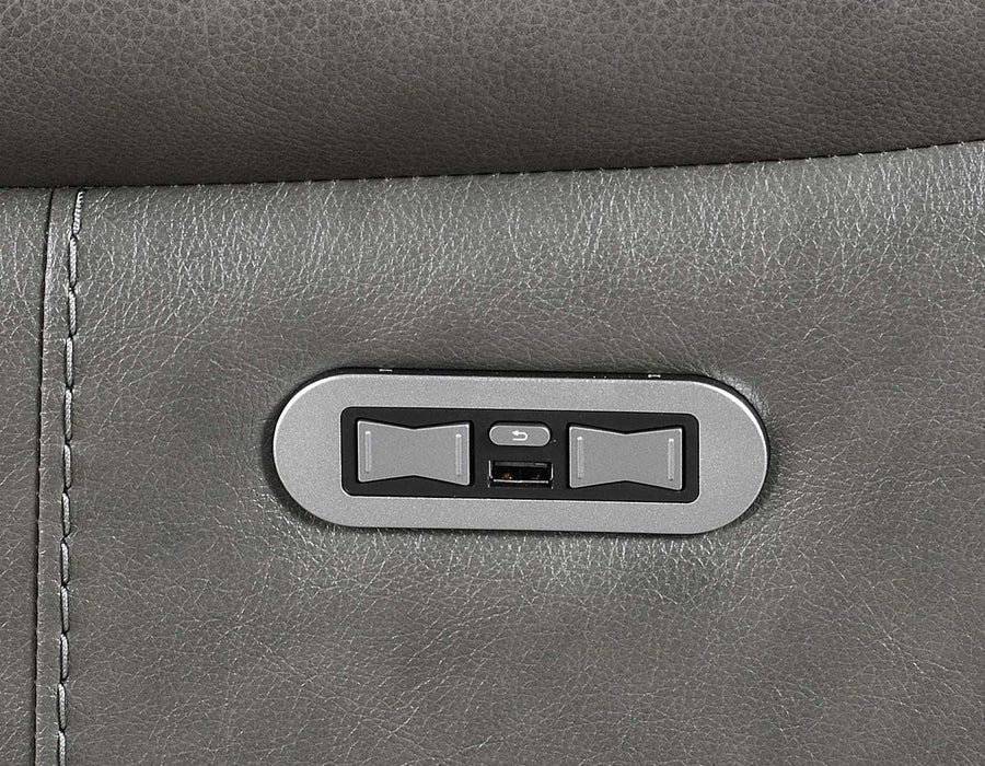 Steve Silver Trento Dual Power Leather Reclining Sofa in Charcoal - Furniture Max (Falls Church,VA) *