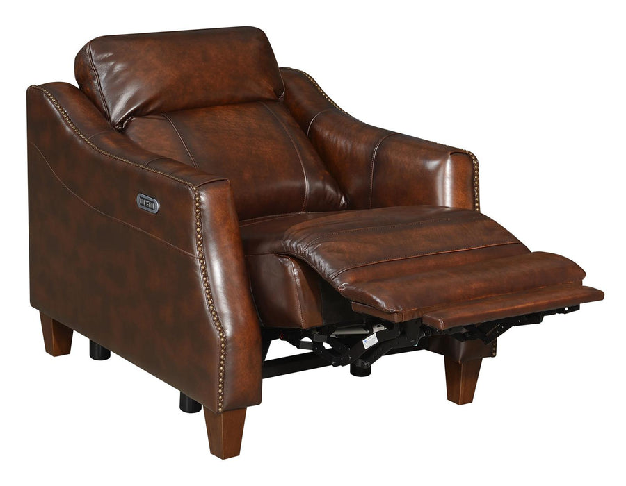 Steve Silver Akari Leather Dual Power Recliner in English Chestnut
