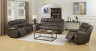 Steve Silver Aria Dual Power Reclining Console Loveseat in Saddle Brown - Furniture Max (Falls Church,VA) *