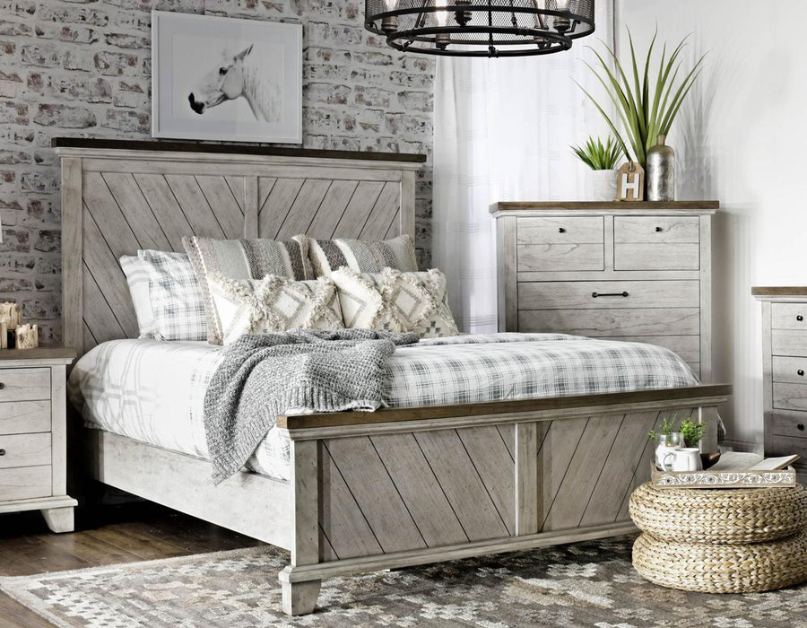 Steve Silver Bear Creek Queen Panel Bed in White Smoke - Furniture Max (Falls Church,VA) *