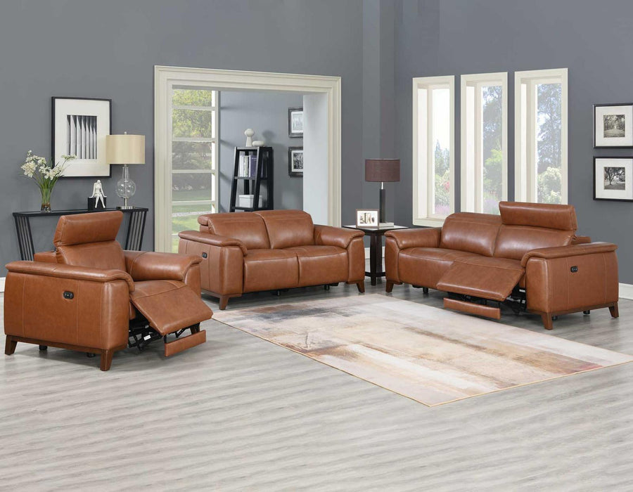 Steve Silver Bergamo Dual-Power Leather Reclining Loveseat in Mocha - Furniture Max (Falls Church,VA) *